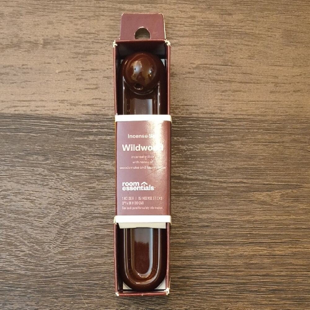 Room Essentials Wildwood Incense w/ Holder, NWT